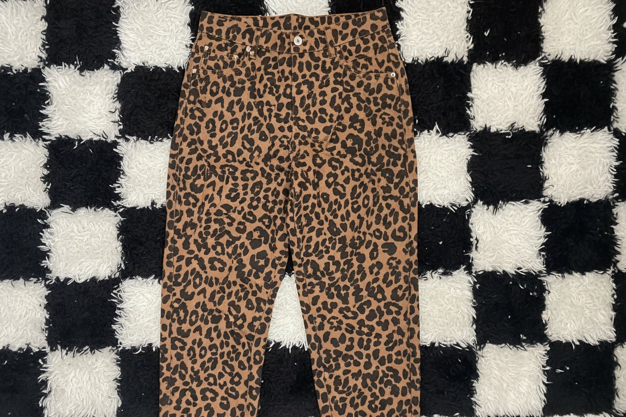 Dark leopard print jeans