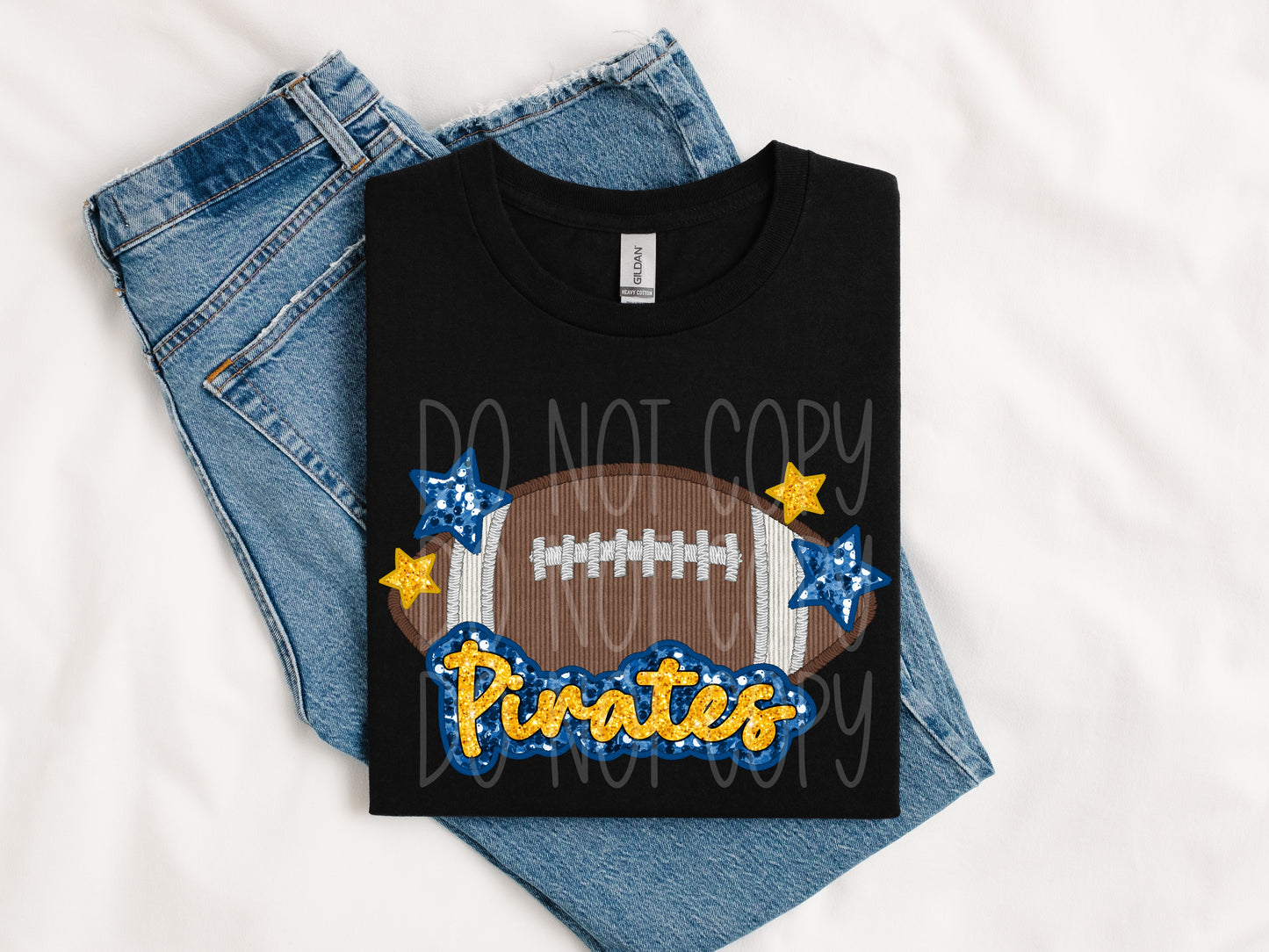 Pirates Football and Stars Faux Sequins (NOT REAL SEQUINS) Tee