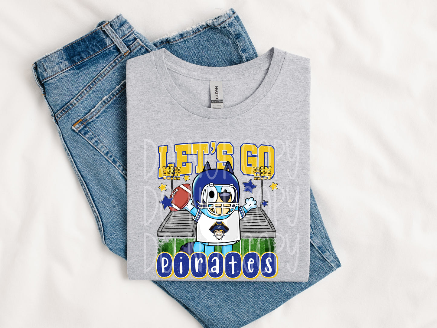 Blue Dog Pirate Football Tee