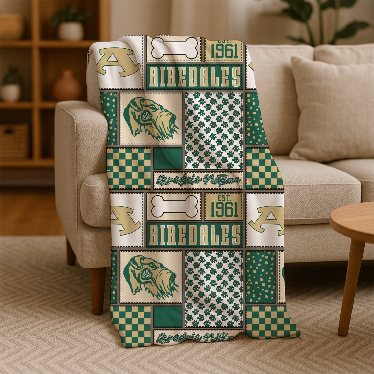 RTS Faux Airedale Quilt Blanket