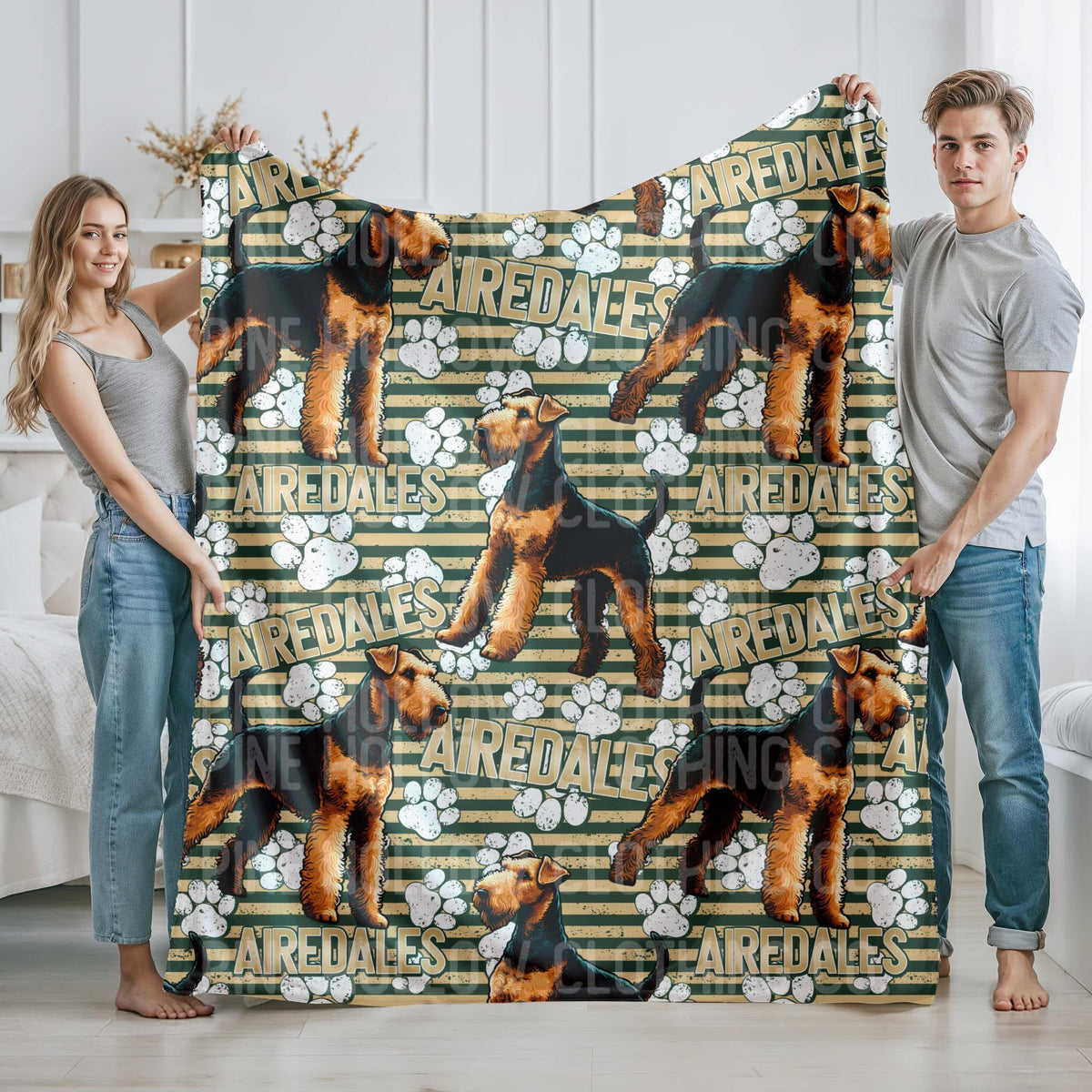 Pre-Order Striped Airedale Blanket