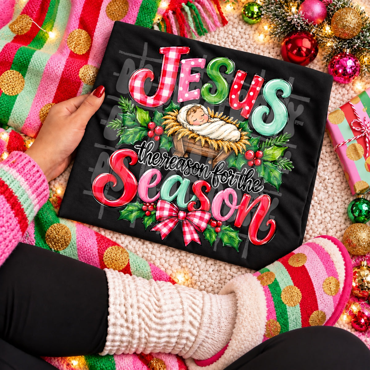 Jesus the Reason for the Season Christmas apparel mockup