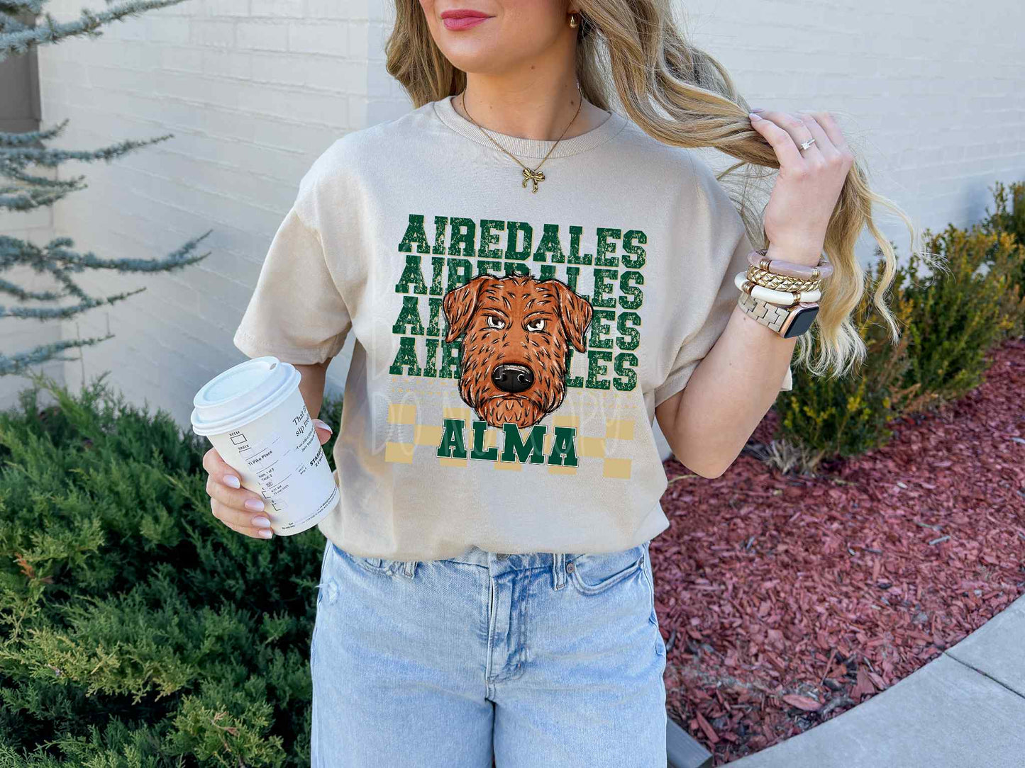Alma Airedales Stacked Checkered Tee