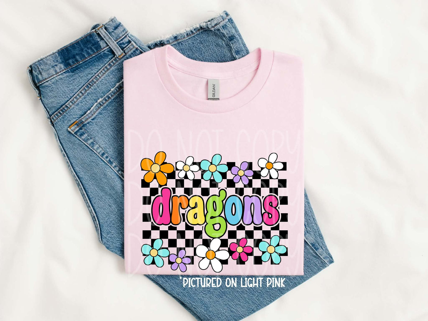 Dragons Retro Flowers Tee