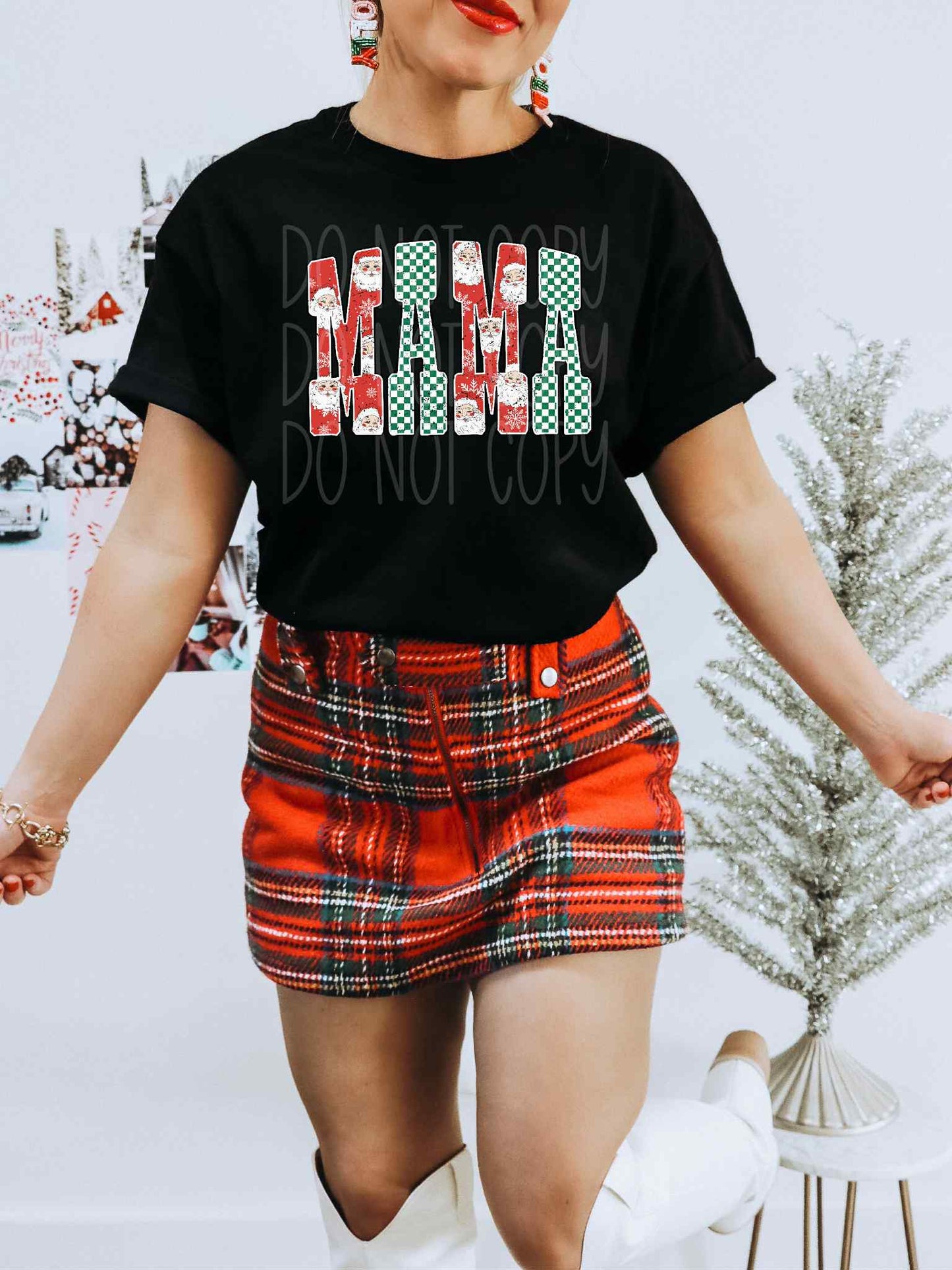 Distressed Mama Christmas Tee