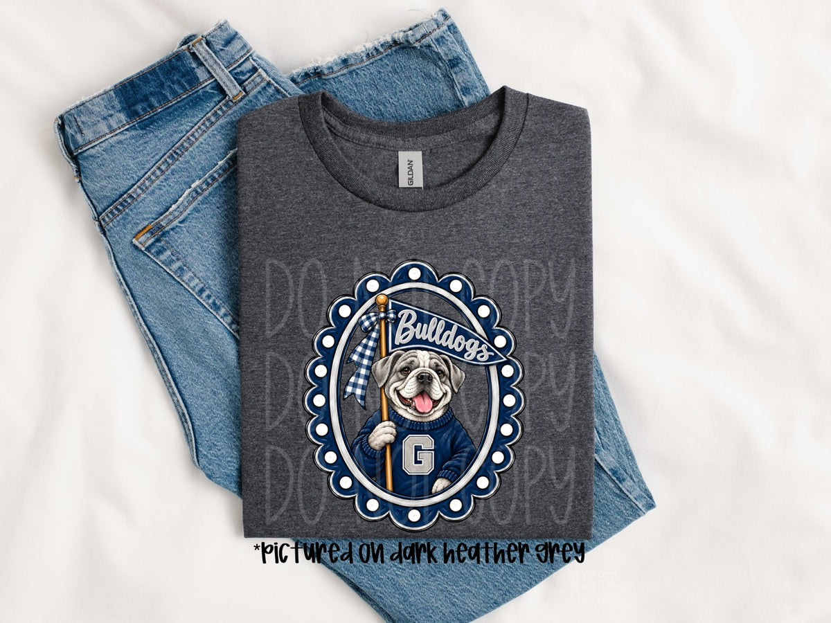 Greenwood Bulldogs framed pennant mascot mockup