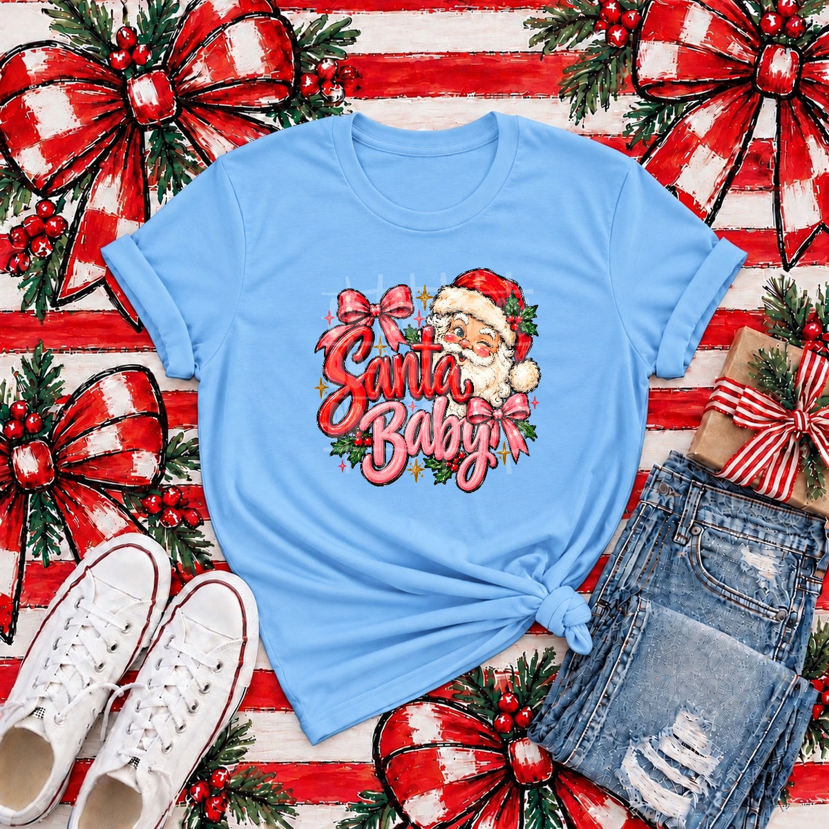 Santa Baby Christmas Graphic Tee mockup