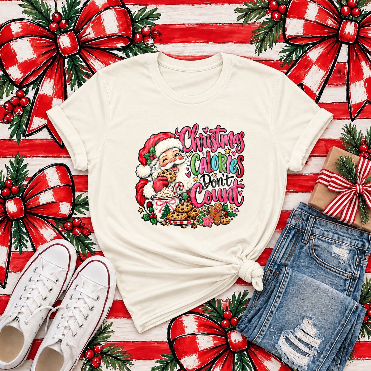 Christmas Calories Don't Count Graphic Tee product mockup