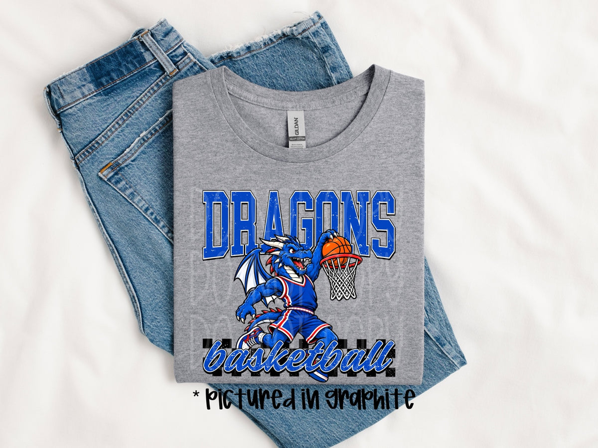 Mountainburg Dragons basketball mascot dunk tee mockup