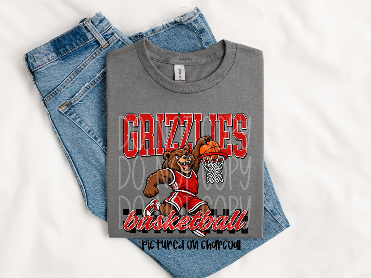 Northside Grizzlies basketball mascot dunk tee mockup