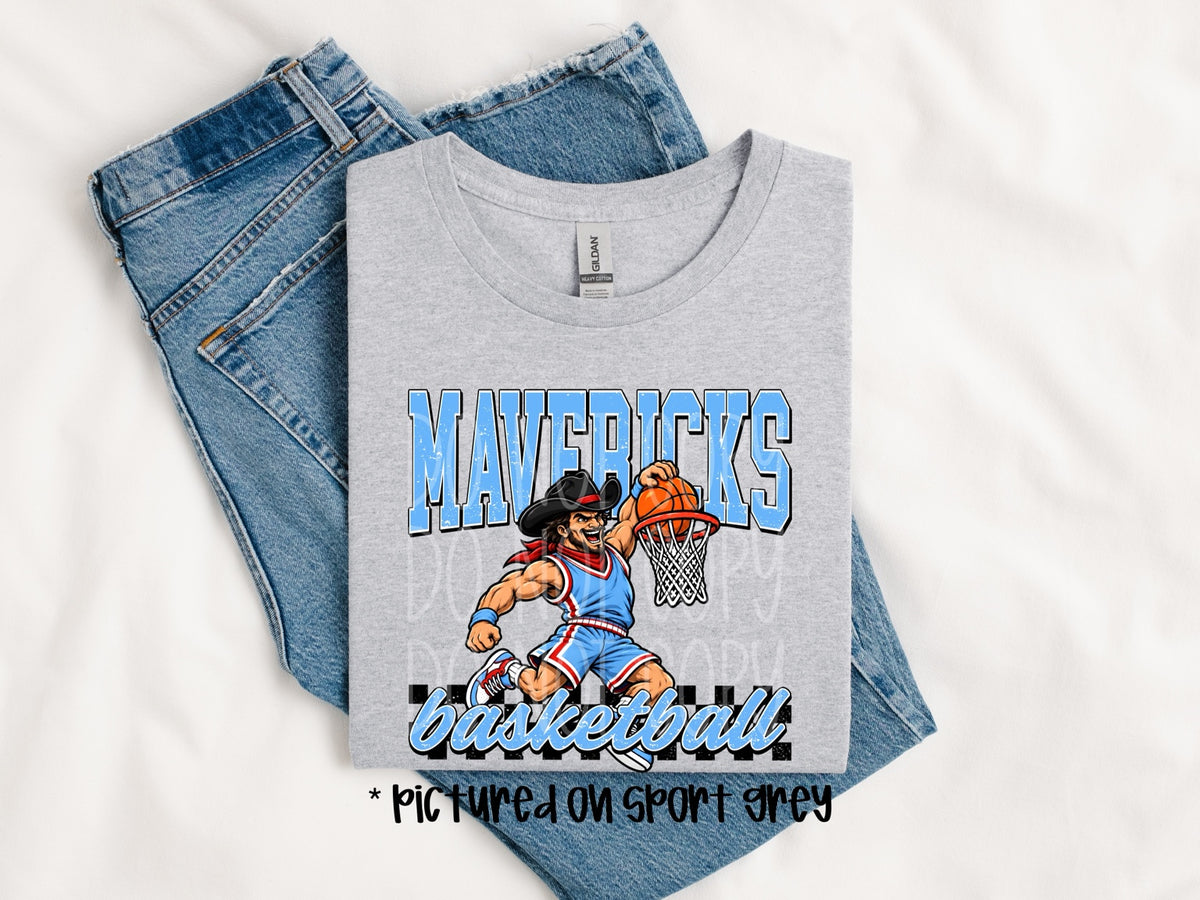 Southside Mavericks basketball mascot dunk tee mockup