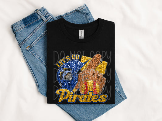 Pirates Softball Faux Sequins (NOT REAL SEQUINS) Tee