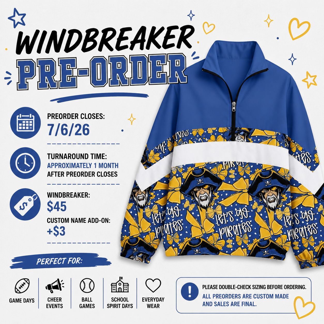 PREORDER Pirates Bows Windbreaker
