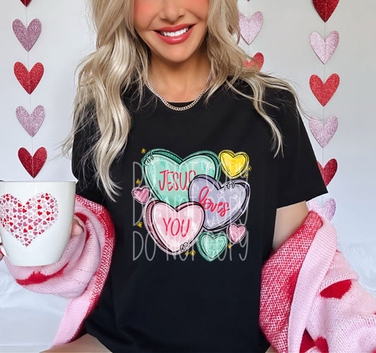 Jesus Loves You Hearts Tee