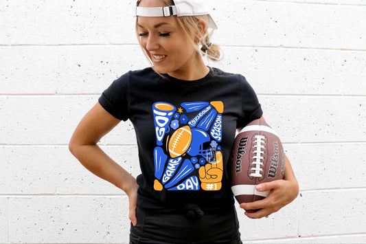 Blue And Gold Floral Game Day Tee