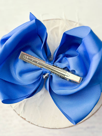 Texas Size Royal Blue & White Feather Puff Hair Bow