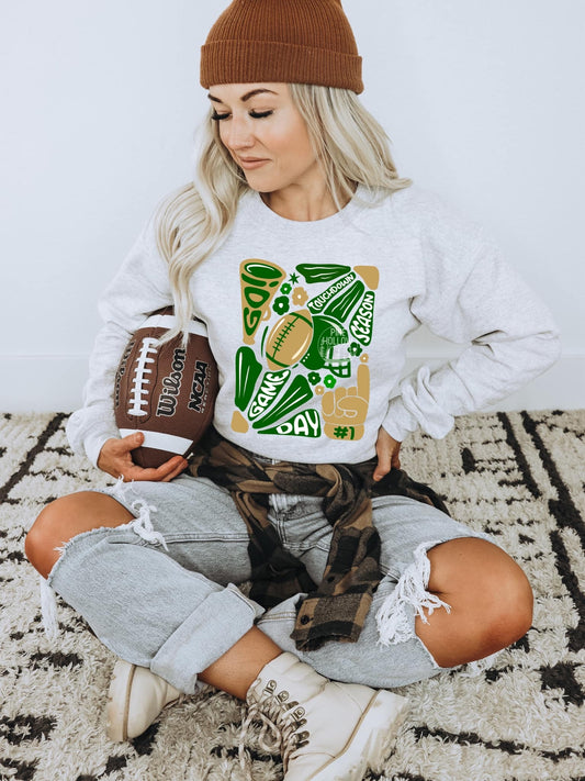 Green And Gold Floral Game Day Tee