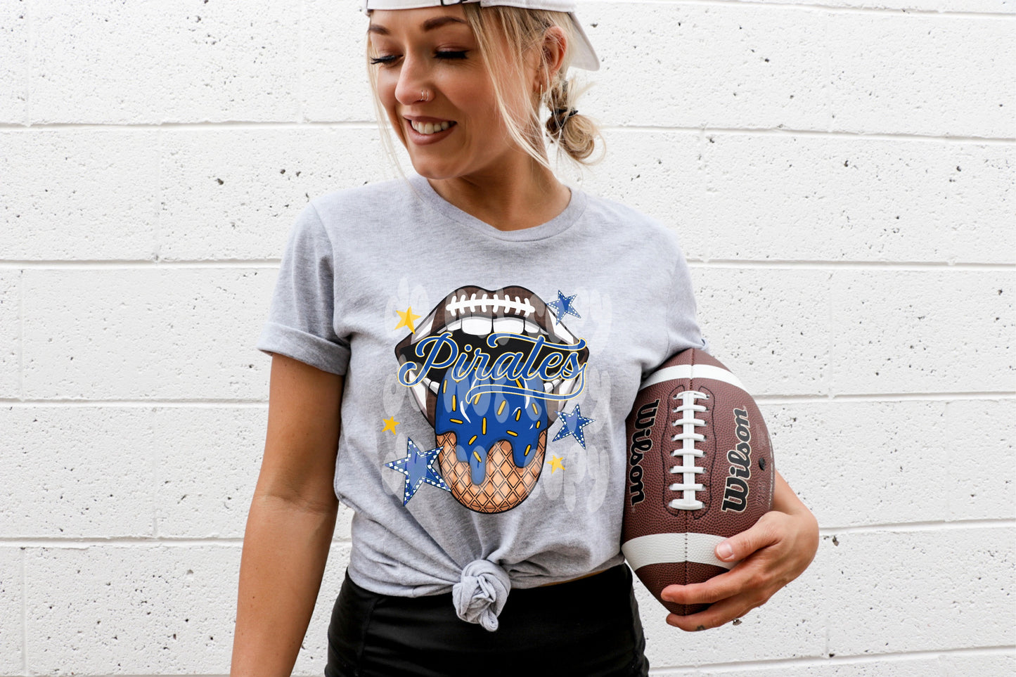 Pirates Football Drip Lips Tee