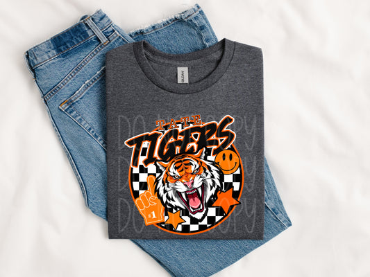 Tate Tigers Checkered Circle Tee
