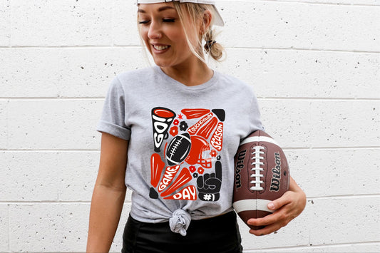 Red And Black Floral Game Day Tee