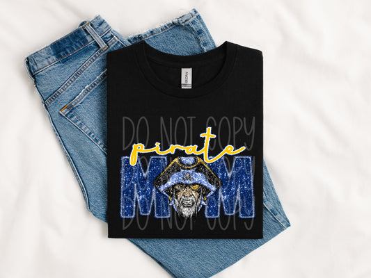 Pirates Mom Faux Sequins (NOT REAL SEQUINS) Tee