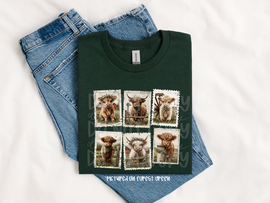 TOTW: Highland Cows Postage Stamps Tee