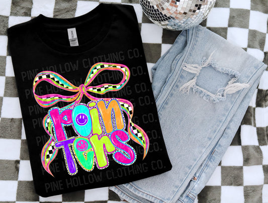 Pointers Neon Checkered Bow Tee