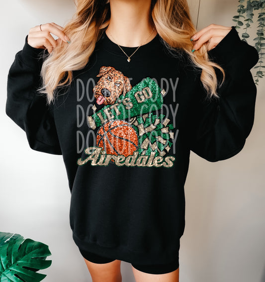 Faux Sequins (NOT REAL SEQUINS) Airedales Basketball Tee