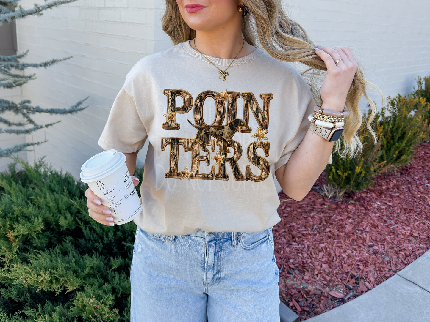 Faux Embroidered Camo Pointers Tee