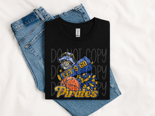 Pirates Basketball Faux Sequins (NOT REAL SEQUINS) Tee