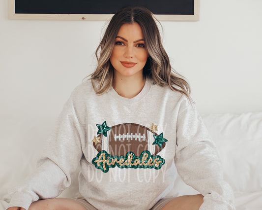 Faux Embroidery Airedales Football Tee