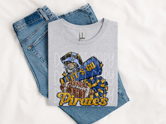 Pirates Football Faux Sequins (NOT REAL SEQUINS) Tee