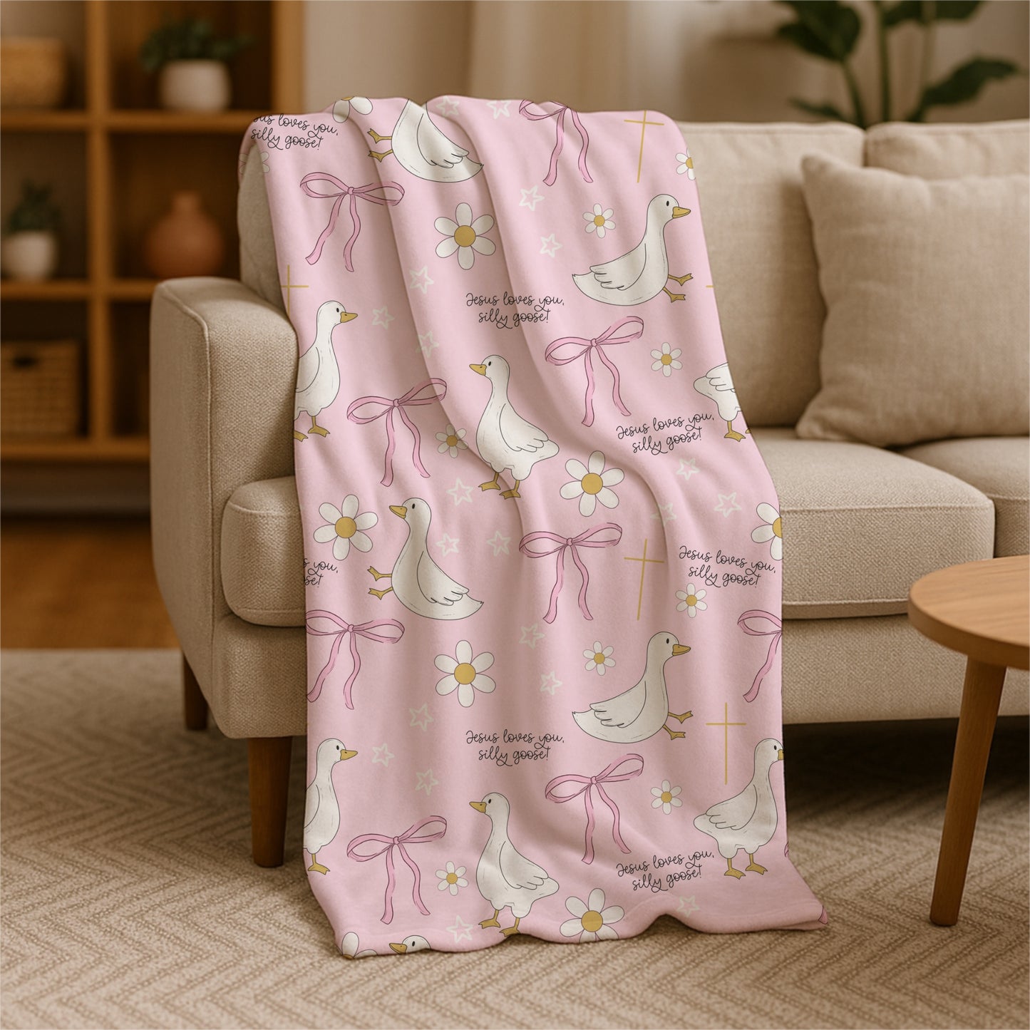 RTS Silly Goose Jesus Loves You Girls Blanket