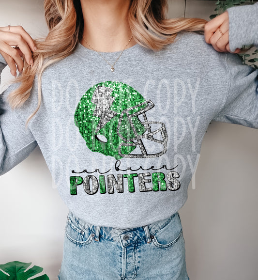 Faux Sequins(NOT REAL SEQUINS) Pointer Football Helmet Tee