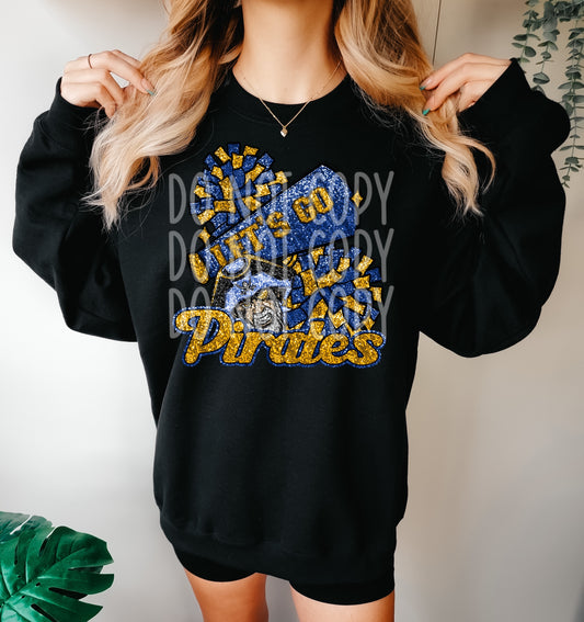 Faux Sequins (NOT REAL SEQUINS) Pirates Cheer Tee