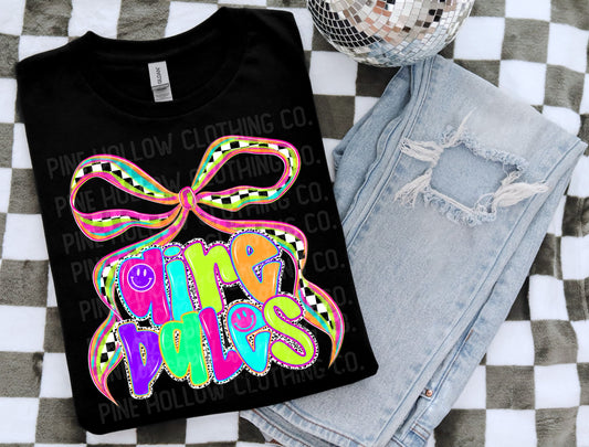 Airedales Checkered Neon Bow Tee