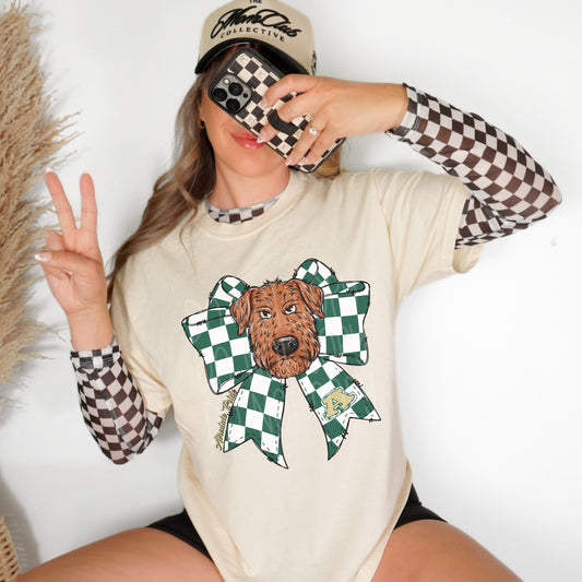 Airedales Checkered Bow Tee