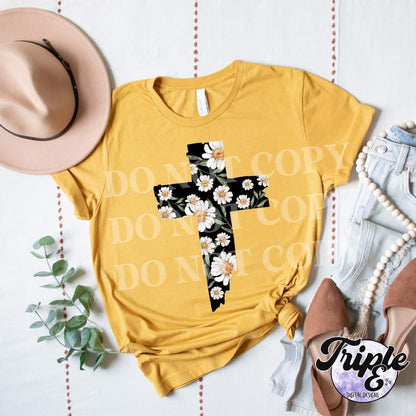 Black Daisy Cross Tee