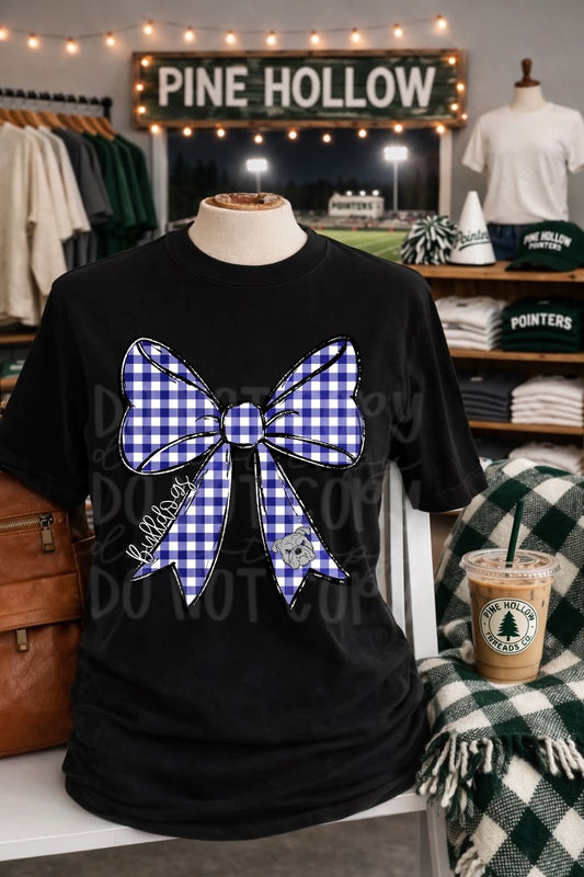Gingham Bulldogs Bow tee