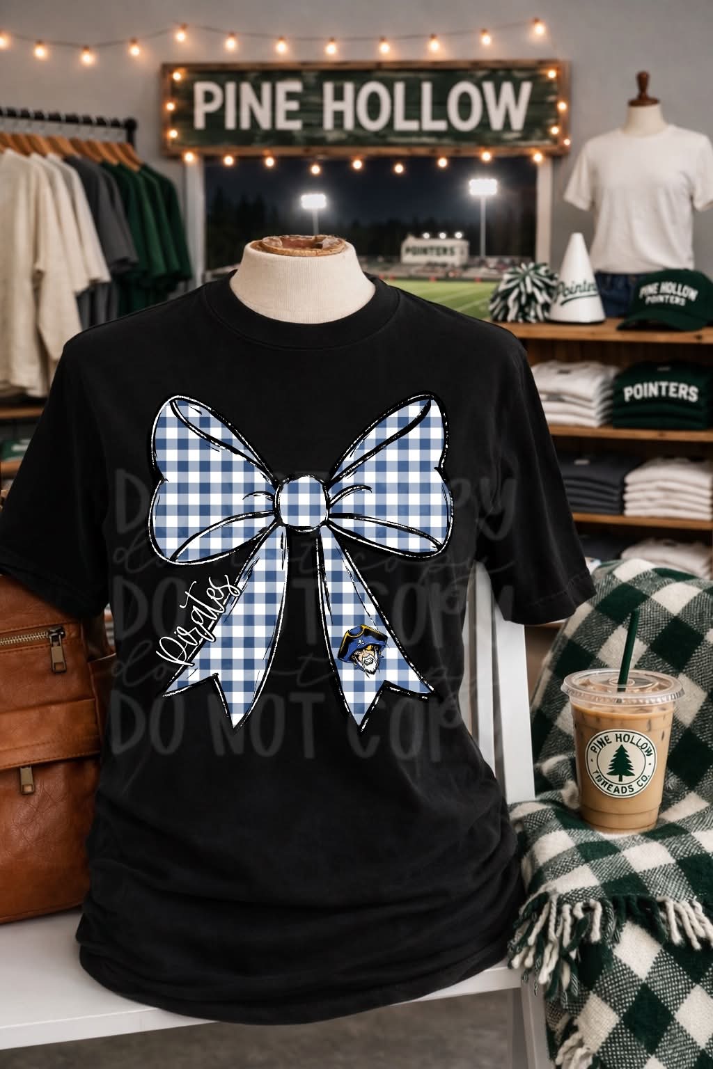 Gingham Pirates Bow Tee