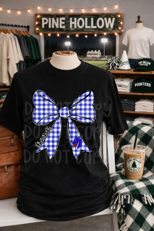 Gingham Dragons Bow Tee