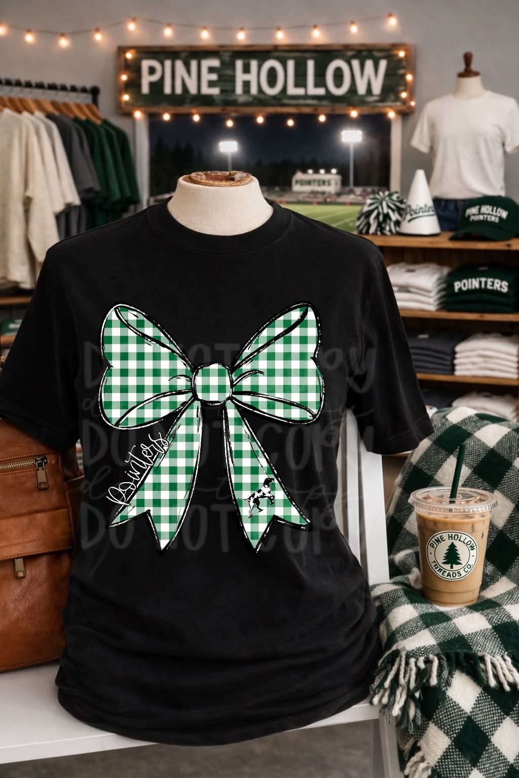 Gingham Pointers Bow Tee