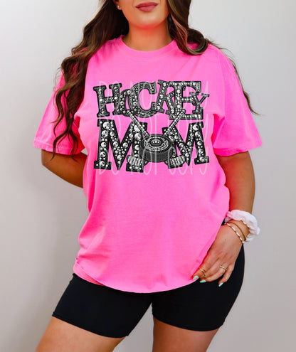 Hockey Mom Rhinestones Tee