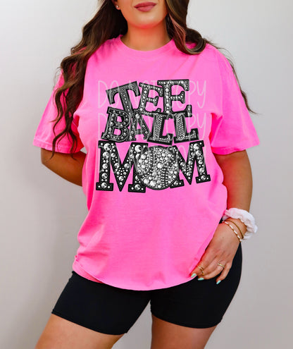 Tee Ball Mom Rhinestones Tee