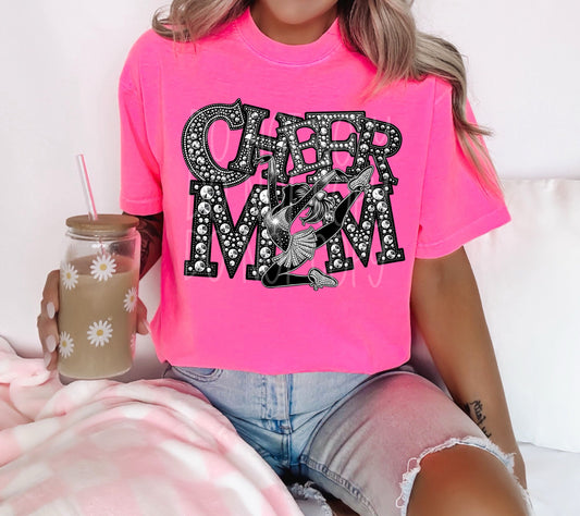 Cheer Mom Rhinestones Tee