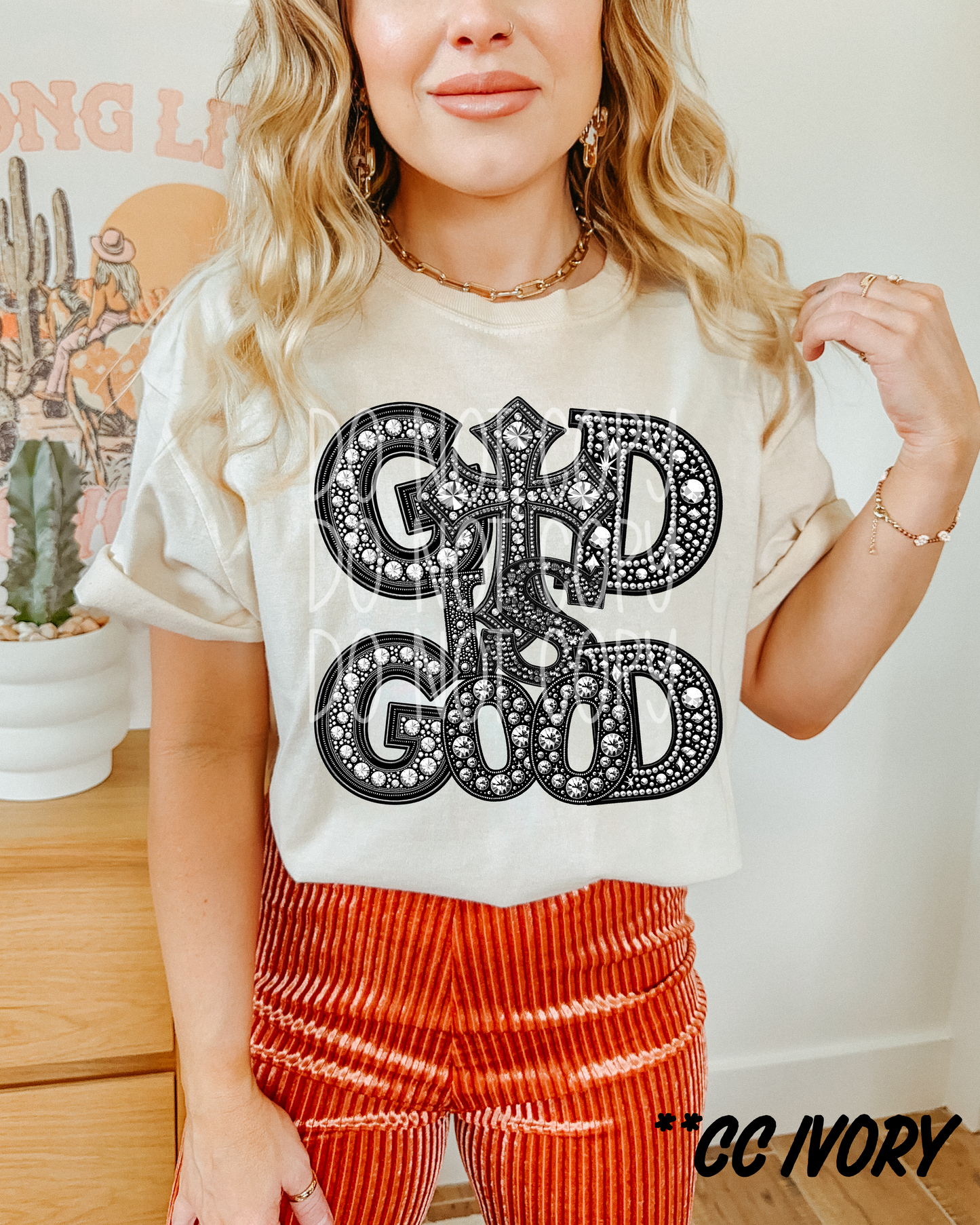 God Is Good Rhinestones Tee