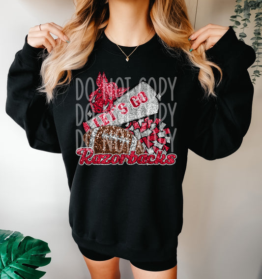 Faux Sequins (NOT REAL SEQUINS) Arkansas Football Tee