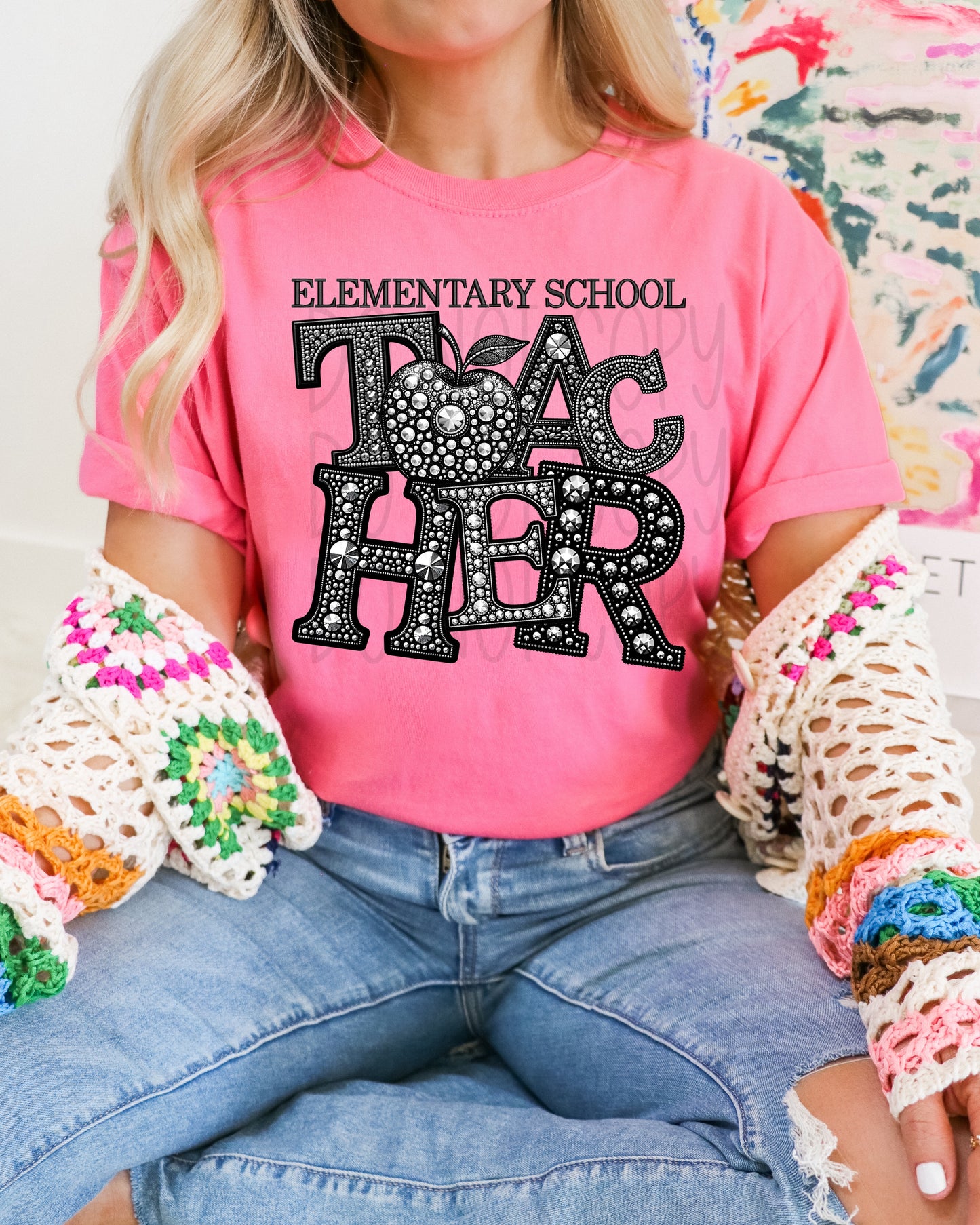 Elementary School Teacher Rhinestone Tee