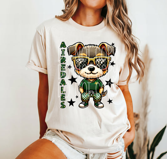 Checkered Airedales Dog Tee