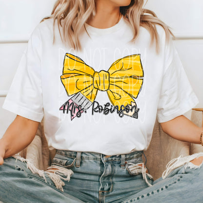 Pencil Bow Name Tee